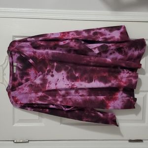 Brushed Tie-dye V-neck Long Sleeve